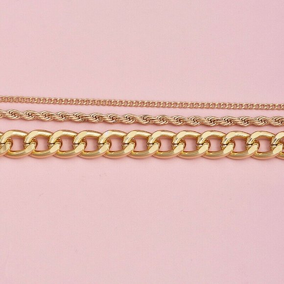 New 3-Layer Gold Chain Link Anklet - Picture 6 of 7
